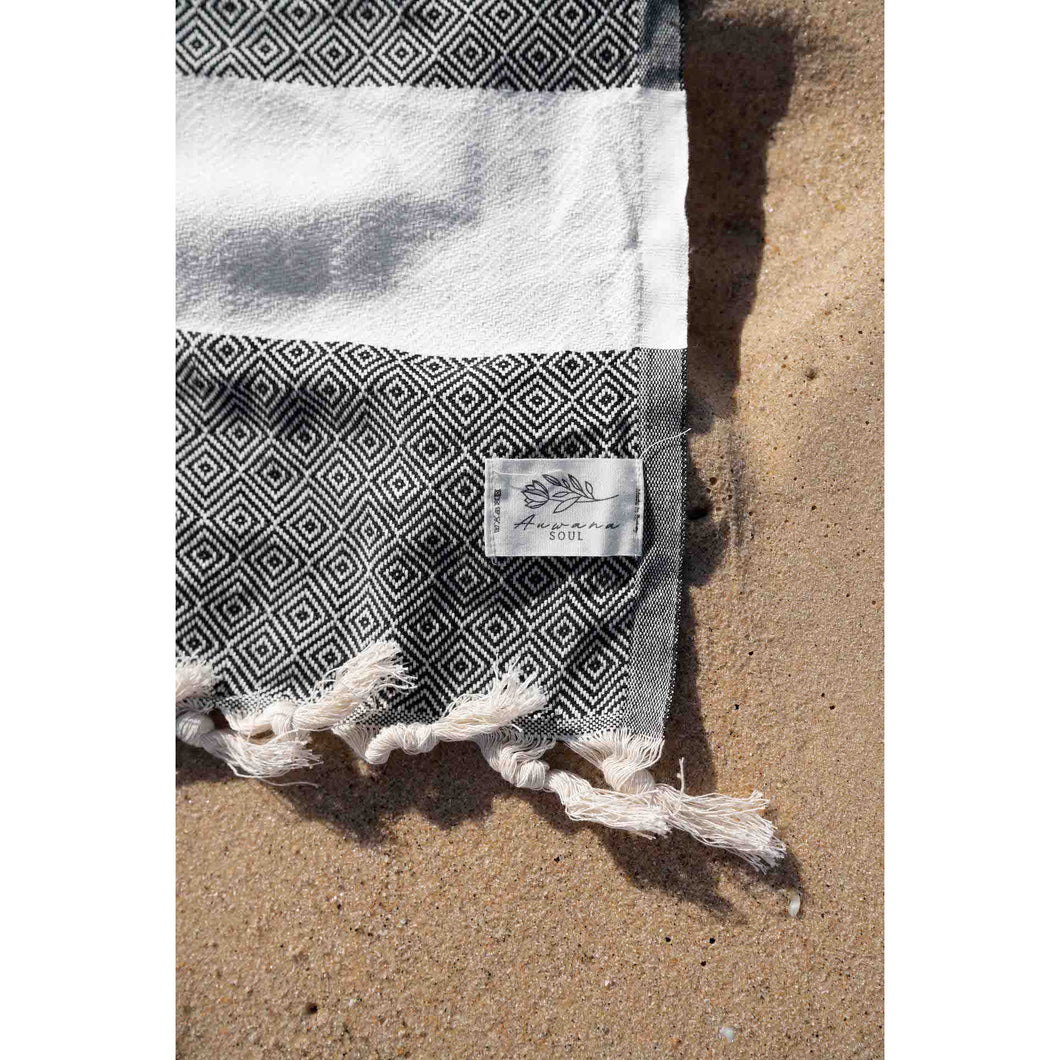 Black - Turkish cotton beach towel